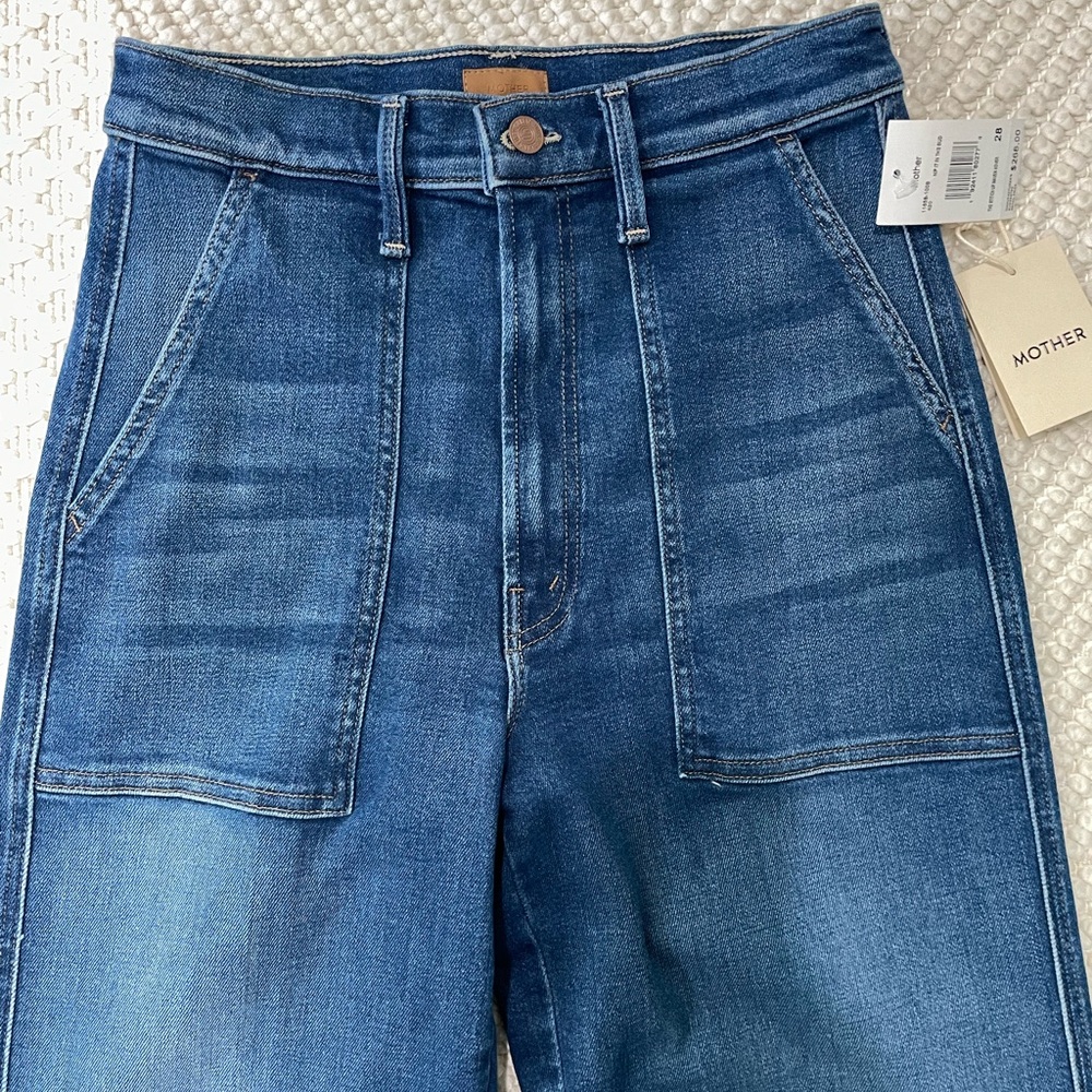 MOTHER Blue High-Rise Patch Pocket Jeans
